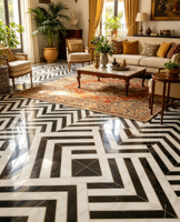 Carrelage en porcelaine moderne noir et blanc 60x60cm, résistant aux rayures et antidérapant pour cuisine et salle de bain, carrelage en porcelaine chinoise