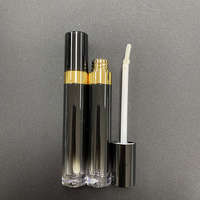 5ml Gradient Schwarze Lipgloss-Tube Klare Lippenbalsam-Tube mit Goldring Flüssiger Lippenstift-Behälter mit Eigenem Logo