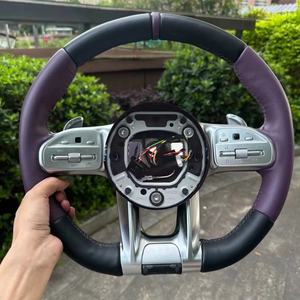 Cuir pour volant <span class=keywords><strong>AMG</strong></span> pour <span class=keywords><strong>Mercedes</strong></span> Benz W223 W253 W213 W205 W222 W206 W213 C43 E63 AMGVolant avec palettes de changement de vitesse - Product Image 1