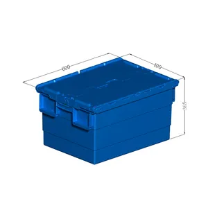 High Quality Stackable Tote File Storage Box Attached Lid Container Plastic Moving Storage Box With Lock Lid Tote Crate