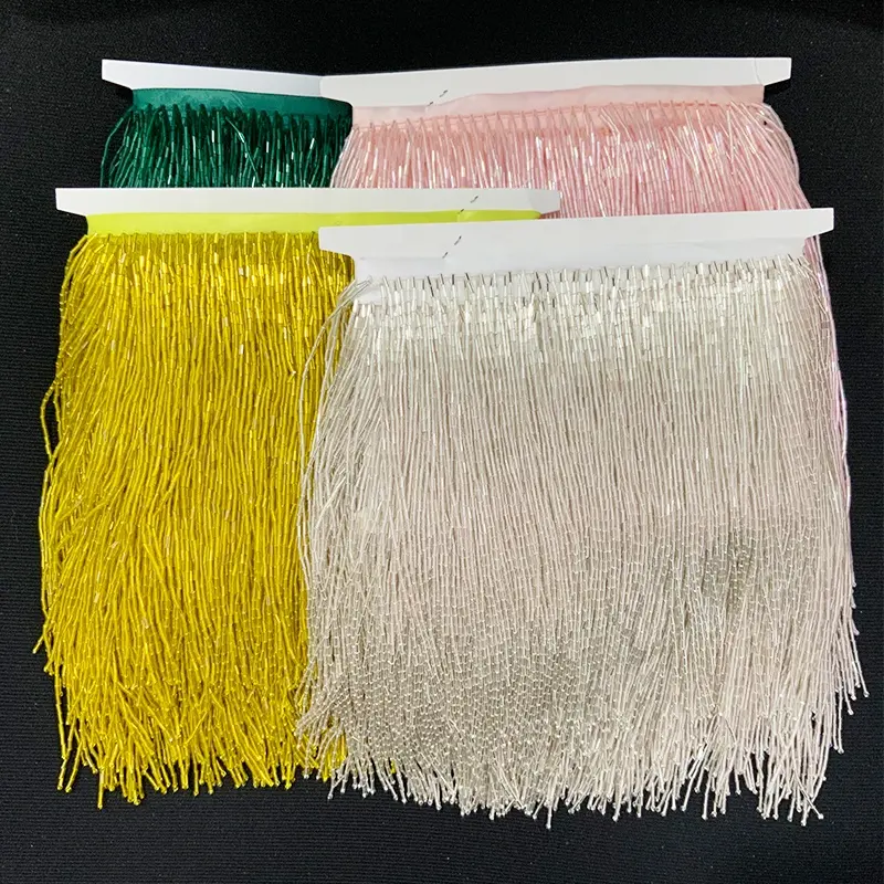 Bling rhinestone fringe trim Costume Trimming Crafts Handmade Colorful Beaded Tassel For fringe skirts women