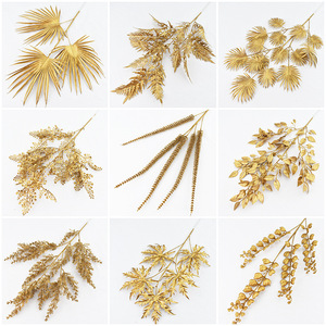 M238 Decoración <span class=keywords><strong>de</strong></span> Fiesta al por Mayor, Planta Artificial <span class=keywords><strong>de</strong></span> Eucalipto Dorado <span class=keywords><strong>de</strong></span> Plástico, Hojas Doradas <span class=keywords><strong>de</strong></span> Palma - Product Image 4