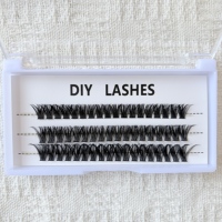 Cils en grappe en gros, 3 rangées, longueur mixte, petit volume, logo personnalisé, marque privée, faux cils 30D 40D 50D 60D 80D 100D