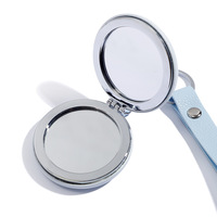 Porte-clés miroir de poche, 4 couleurs, miroir de maquillage doré, miroir de poche en métal de 7 cm, miroir de voyage à main