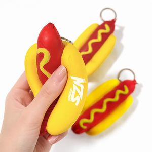 Juguetes Antiestrés Personalizados con Forma de Hot Dog, Llavero con Logotipo Impreso, Regalos Promocionales, Alivio del Estrés para Eventos Corporativos, Juguete de Comida Rápida - Product Image 1