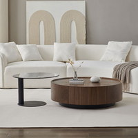 Table basse moderne en bois avec tiroirs pour le salon, ensemble de tables basses rondes vintage avec tables d'appoint