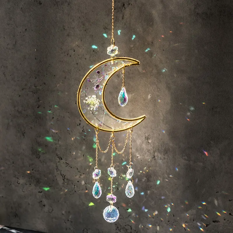 Moon Crystal Suncatchers para decoración de ventanas Sun Catcher Interior Exterior Ornamento Prisma Suncatchers Regalo