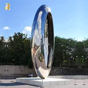 Herlange Moderne Kunst Grote Roestvrijstalen Ovale Sculptuur Voor Openlucht Openbaar Park Landschapsdecoratie - Product Image 4