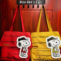 Sac fourre-tout en toile à l'épaule motif Snoopy, grand sac de shopping tendance, sac à main léger