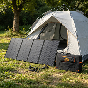 แผงโซลาร์เซลล์พับได้ SUN SOLAR 400W 4 แผ่น ETFE สีดำ สำหรับใช้งานกลางแจ้งและตั้งแคมป์ - Product Image 1