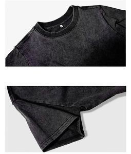Women Cropped Acid Wash T-shirt Heavy Weight Cotton Snow Wash Distressed Short Tee, Streetwear Brand Crop Top - Product Image 5