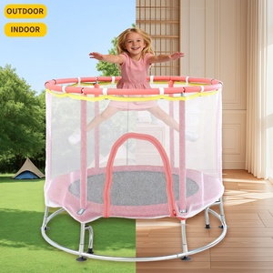 Trampolín Redondo de 48 Pulgadas para Niños Pequeños con Red Protectora, Material de PVC Suave, Seguro para Interiores y Exteriores, Mini Trampolín para Niñas - Product Image 1