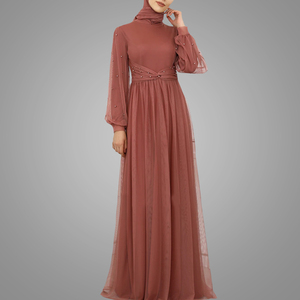 Robes de soirée à manches longues pour filles musulmanes sexy, style marocain, abaya élégante, design à gros perles, vêtements islamiques - Product Image 2