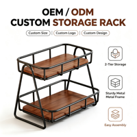 Étagère de rangement en fer à double couche, style méditerranéen, moderne, minimaliste, multifonctionnelle, détachable, en bois, pour épices et vaisselle