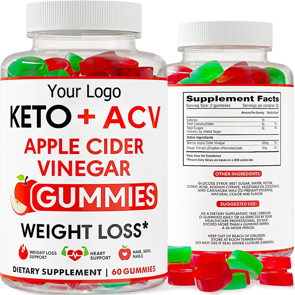 Private Label OEM/ODM Apple Cider Vinegar Gummies Slimming Products for Weight Loss Keto Bear Gummies with Mother