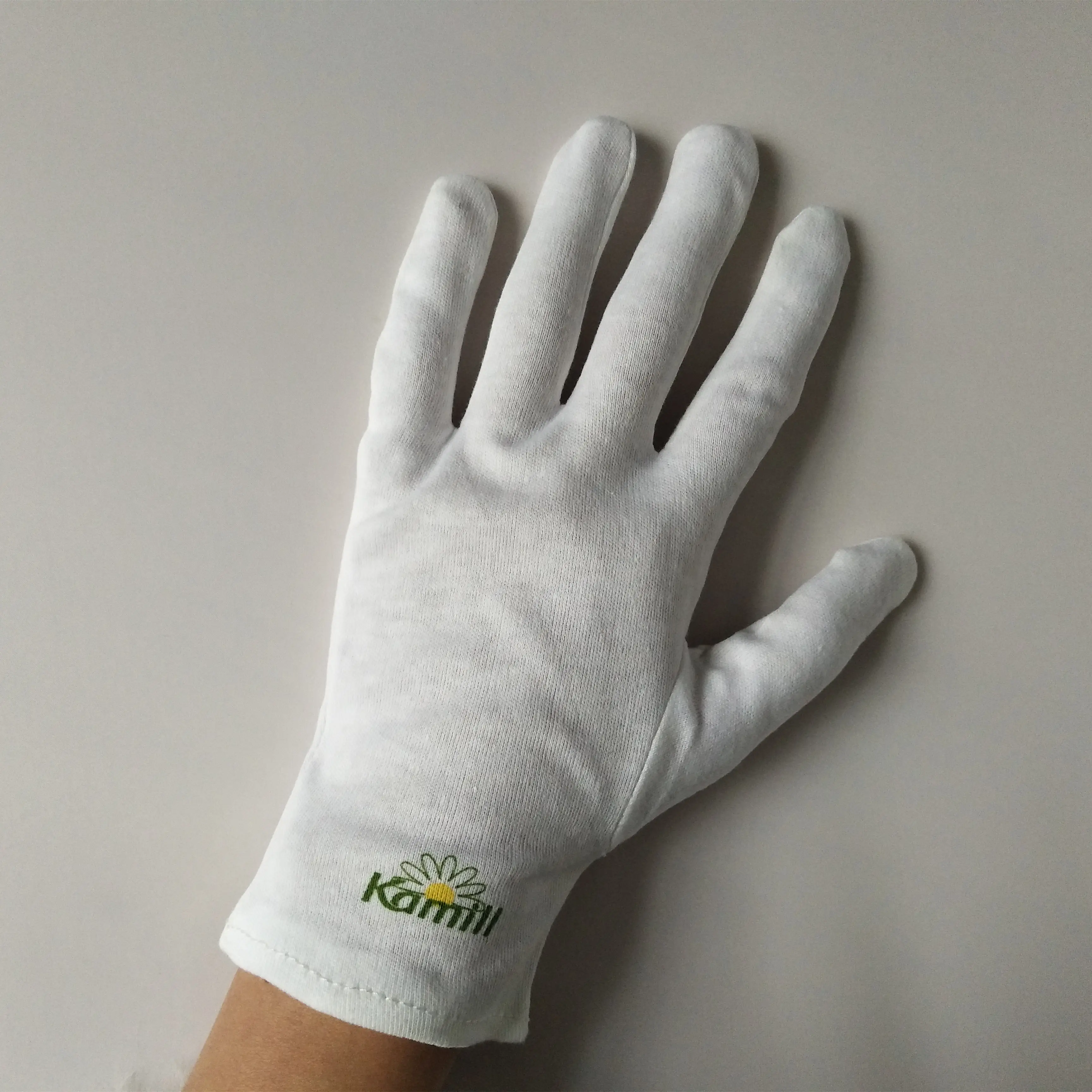 מפעל ישיר מכירות Stretchable קל משקל השפעה עמיד בטיחות מודפס לוגו לבן כותנה כפפות