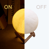 Decoración de ambiente romántico USB recargable Control táctil regulable blanco cálido RGB 3D Luna LED lámpara de luz de noche para regalo en el hogar
