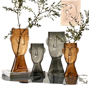 Furbish Home Decor Modern European Face Art Glass Tabletop <b>Vase</b> Hydroponic Function Desktop Flower Decoration <b>Unique</b> Design - Product Image 4