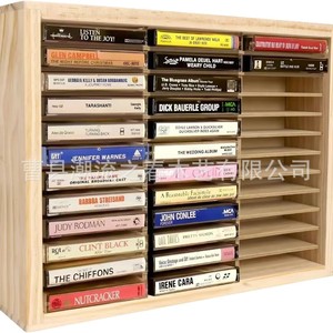 Simple wooden multi-layer CD storage box, home desktop wooden <b>record</b> organizer, <b>standing</b> solid wood CD display rack - Product Image 3