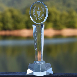 <b>Crystal</b> Trophy With Sports Ball <b>Top</b> Engraved For Company School Events Business Gift K9 White <b>Crystal</b> LS A816 - Product Image 3