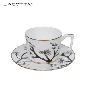Varie forme bone china porcellana moderna tazza da tè in ceramica set tazze da caffè e piattini in porcellana - Product Image 3