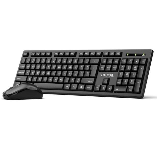 BAJEAL W200 Standard 2.4G Wireless ABS Set Ergonomic 104-Key Black/White Business Office Keyboard Mouse Combo PC Laptop Stock