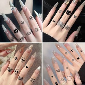 Pegatinas de tatuaje de dedo con diseño de chica sexy para clavícula, personalizadas al por mayor, removibles, impermeables, de papel negro, estilo mano - Product Image 2