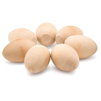 Huevos de Pascua de madera con soporte liso sin pintar de 2,5 pulgadas, huevos de pollo falsos de madera para pintar huevos de madera pequeños de calidad para manualidades