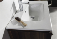 Lavabo de salle de bain en céramique rectangulaire blanc de luxe OVS CE à poser sous le meuble, à trou unique, en porcelaine à bord fin