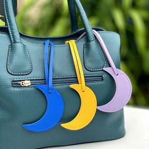 Moon-shaped <b>Bag</b> <b>Charm</b> Keychain PU Leather Women Handbag Pendant Fpr Backpack <b>Bag</b> Decoration - Product Image 2