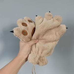 Gants Nouveauté d'Hiver pour Femme en Fausse Fourrure avec Logo Patte Brodée Gants d'Hiver Confortables à Doigts Complets Motif Animal de Dessin Animé - Product Image 5