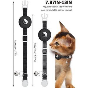 Personalizado 3M cinta reflectante AirTag gato <span class=keywords><strong>Collar</strong></span> de lujo moderno de poliéster de goma GPS Tracker <span class=keywords><strong>Collar</strong></span> con función Breakaway para mascotas - Product Image 3