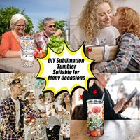 Gobelets de sublimation vierges de 12 oz en acier inoxydable à double paroi isolés, avec pailles et brosses pour enfants, emballés individuellement en vrac