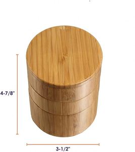 <b>Clear</b> Food Kitchen <b>Container</b> Jar Canister Round Airtight Storage Box Bamboo Spice Box - Product Image 6