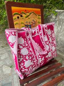 Sac de transport matelassé en coton, lavable, motifs imprimés à la main traditionnels, sac à bandoulière pour voyage et shopping - Product Image 2