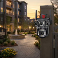 Caméra CCTV PTZ 4K extérieure multi-lentilles sans fil à double antenne panoramique IP66 étanche avec vision nocturne et détection de mouvement