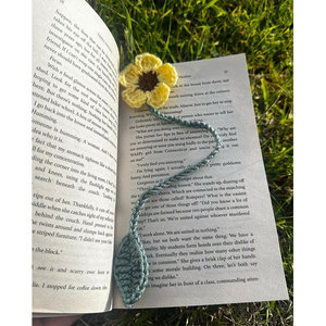 Handmade Crochet Bookmark With Yellow Flower And Blue Tassel Classic Style Fabric Reusable Book Marker Reading <b>Gifts</b> - Product Image 1