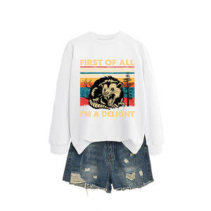 Felpa con Cappuccio Casual da Donna 'First of All I'm Delighted' per Autunno e Inverno, Manica Regolare, Stampa con Colletto Abbottonato - Product Image 1