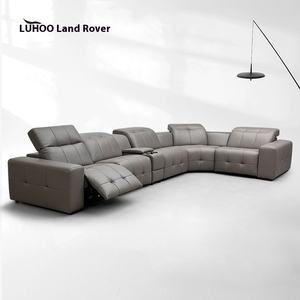Juego de sofá funcional eléctrico de esquina plana grande de estilo italiano sofá de cine en casa de cuero genuino para sala de estar Villa - Product Image 6