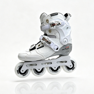 <span class=keywords><strong>Patines</strong></span> en Línea de Slalom de Fibra de Carbono para Adultos, <span class=keywords><strong>Patines</strong></span> Profesionales de Estilo Libre con <span class=keywords><strong>Ruedas</strong></span> de PU, Marco CNC, Color Negro y Blanco - Product Image 1