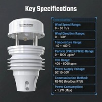 Estación Meteorológica Integrada Ultrasónica OHTS1070 |   Monitoreo Multiparamétrico 10 en 1 |   RS485 Modbus RTU |   Grado Industrial