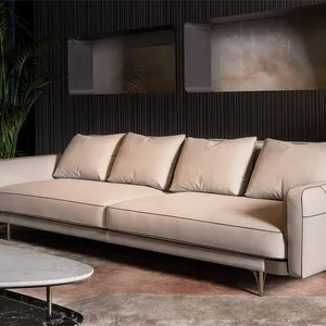 Comfortable Italian Brand Modern Style Elegant Living Room 6 Seater Sofa Design Luxury Leather Leisure Sofa Set