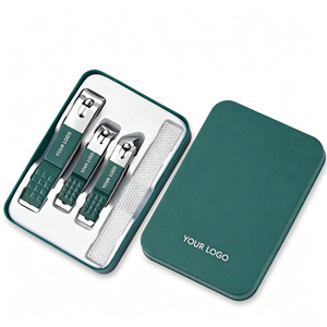 Ensemble de coupe-ongles personnalisé avec logo, en cuir PU, en acier inoxydable, ensemble de haute qualité de quatre pièces avec lime à ongles, <span class=keywords><strong>cadeau</strong></span> - Product Image 1