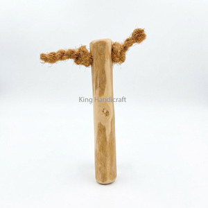 Natural Coffee Wood Pet Toy with Braided Coir <b>Rope</b> Durable Coffee Wood Dog Chew Bone for Outdoor Training and Play - Product Image 1