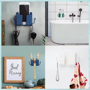 Portable Wall-Mounted Mobile <b>Phone</b> Holder Self-Adhesive Charger Stand Remote <b>Control</b> Storage Box <b>for</b> Bathroom Bed Waterproof - Product Image 4