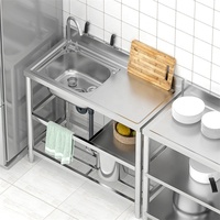 Évier de cuisine avec égouttoir Carton en acier inoxydable sur pied en acier inoxydable moderne Gaoya Bol unique Restaurant commercial