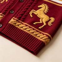 Fabricants de vêtements sur mesure, cardigan pour homme, veste rouge, manteau à manches courtes, broderie de lettres, pull cardigan