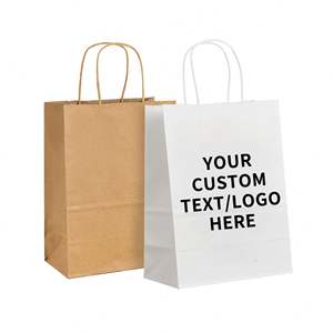 Sacs en papier kraft pour la livraison de nourriture, emballage de restaurant, impression personnalisée de couleur de luxe KM, poignées torsadées pour le thé, la bière, les sodas - Recyclable - Product Image 2