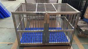 Cage pour <span class=keywords><strong>chien</strong></span> en acier inoxydable robuste avec roues, bac en plastique, enclos rectangulaire pour animaux de compagnie - Product Image 2