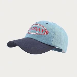 Nueva Gorra de Béisbol Vintage Curva de 6 Paneles con Parche de Nueva York y Logotipo Bordado, Unisex, de Dos Tonos, de Mezclilla, Gorra Deportiva - Product Image 3